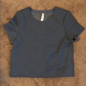 Lululemon blue and black striped tee